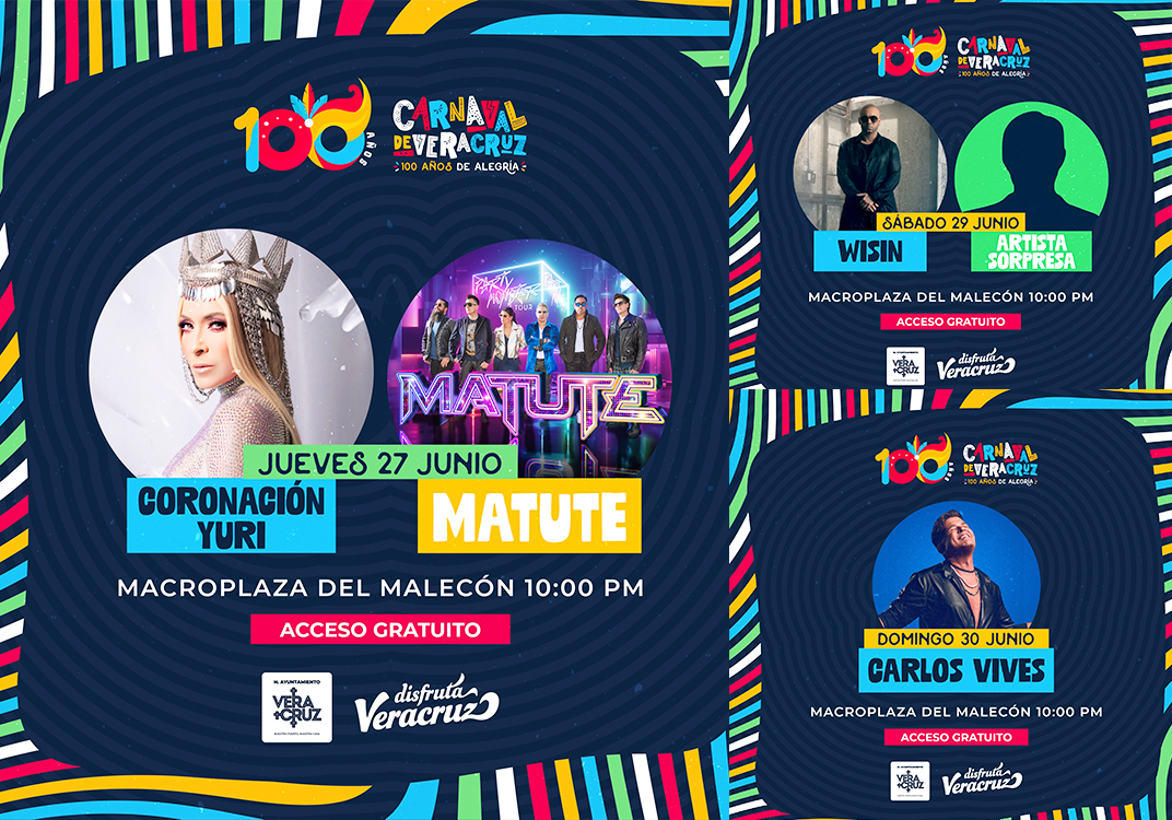 Vives, Wisin y Matute estarán en el Carnaval de Veracruz 2024