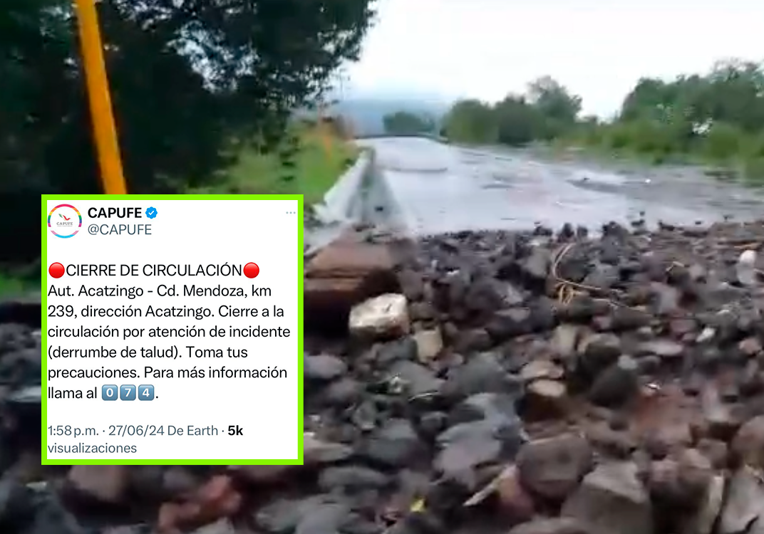 Derrumbe y choque paralizan autopista en Maltrata