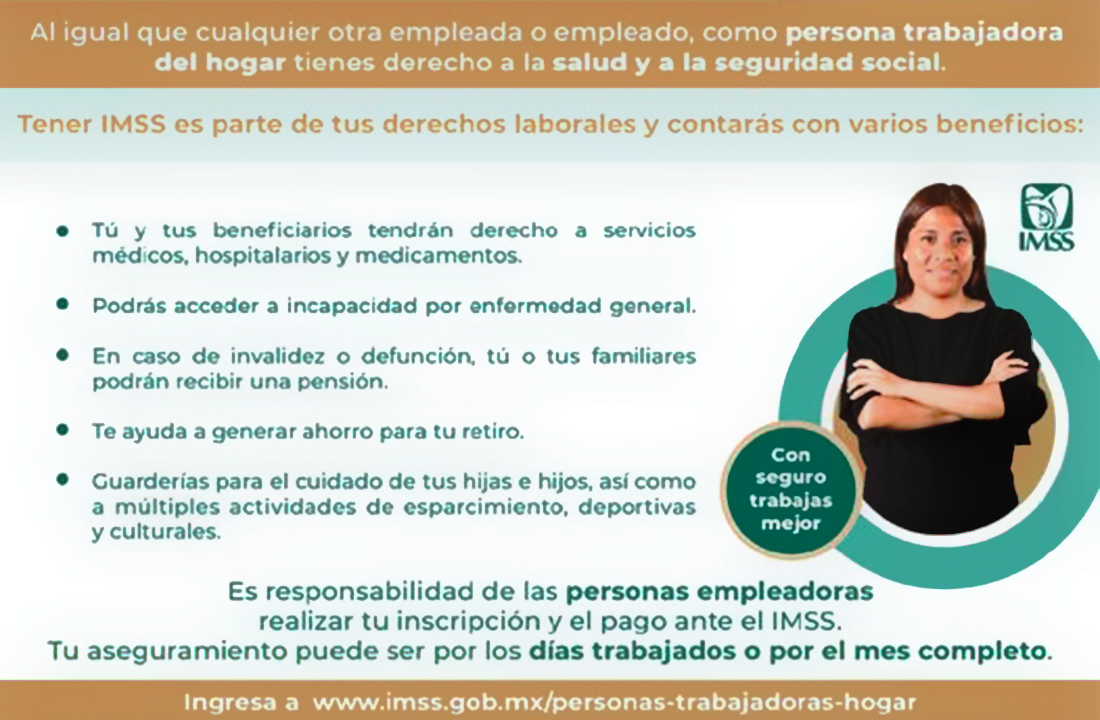 Trabajadoras del hogar deben ser registradas ante el IMSS