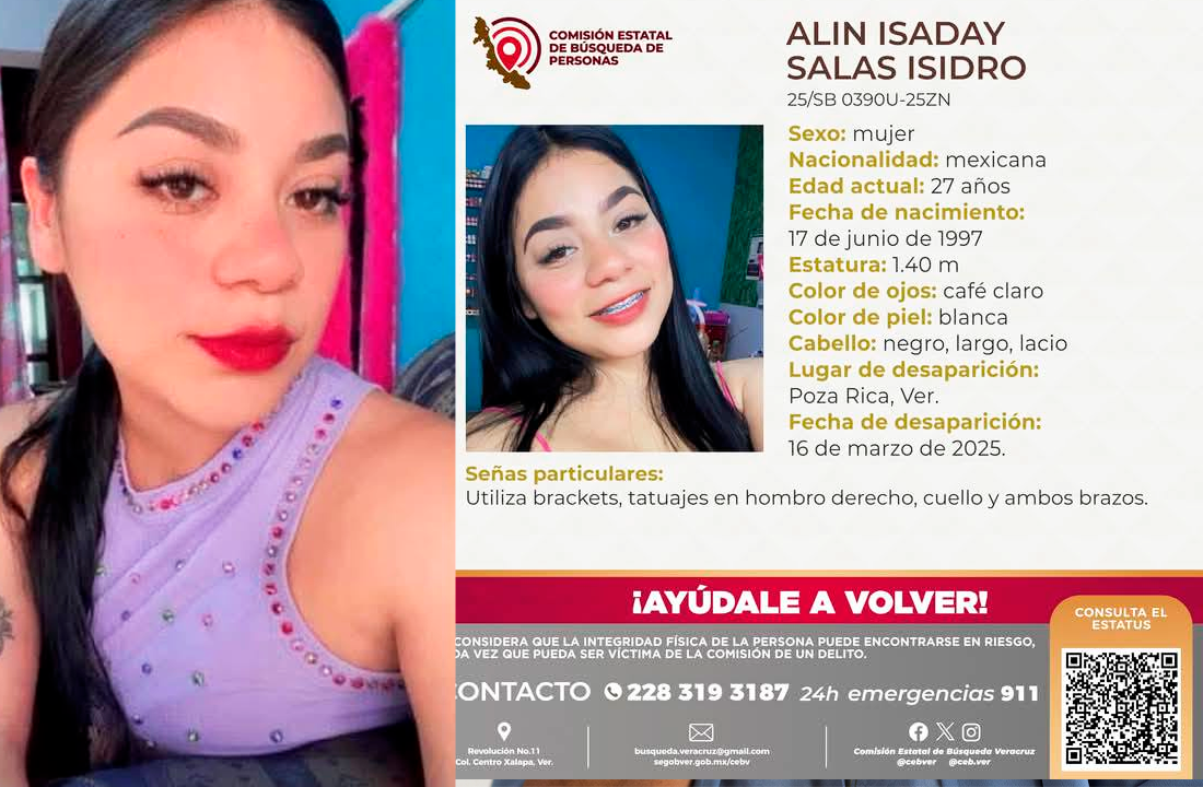 Desaparece Alin Isaday, hija de activista de Poza Rica