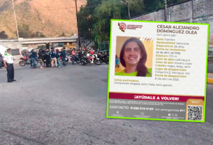 César Alejandro Domínguez Olea desapareció el 21 de abril en Ciudad Mendoza