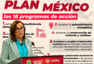 La gobernadora Rocío Nahle en conferencia de prensa informó que Veracruz se alinea con el Plan México de Claudia Sheinbaum
