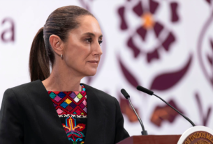 Claudia Sheinbaum, presidenta de México, en la mañanera del pueblo.