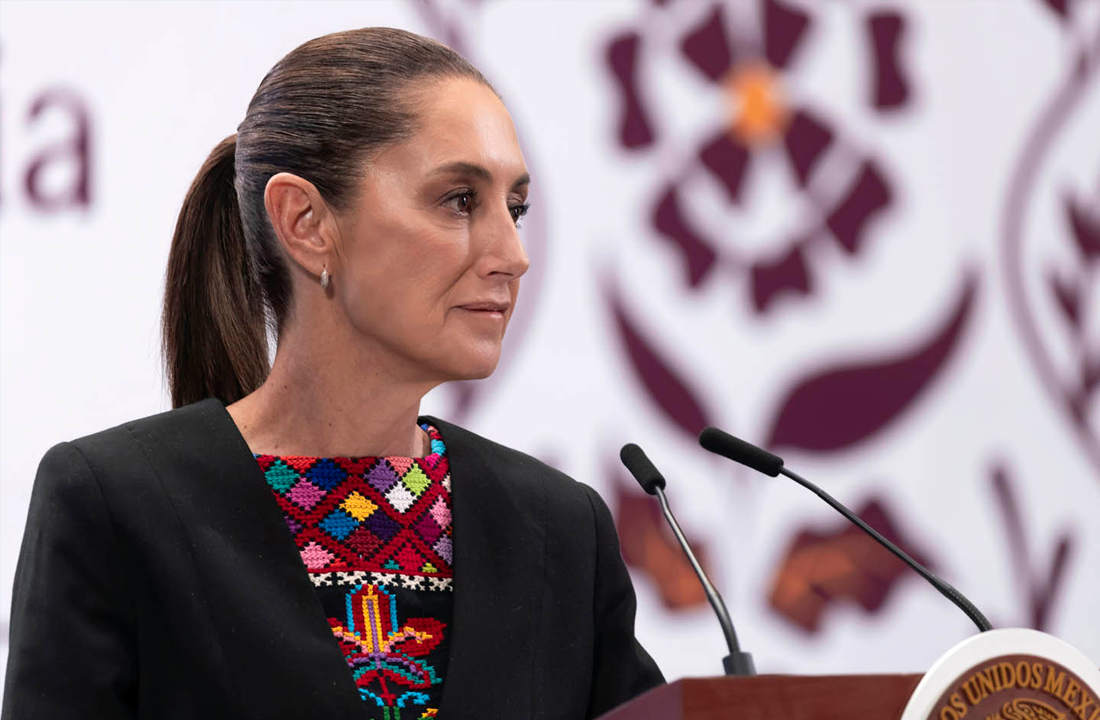 Claudia Sheinbaum, presidenta de México, en la mañanera del pueblo.