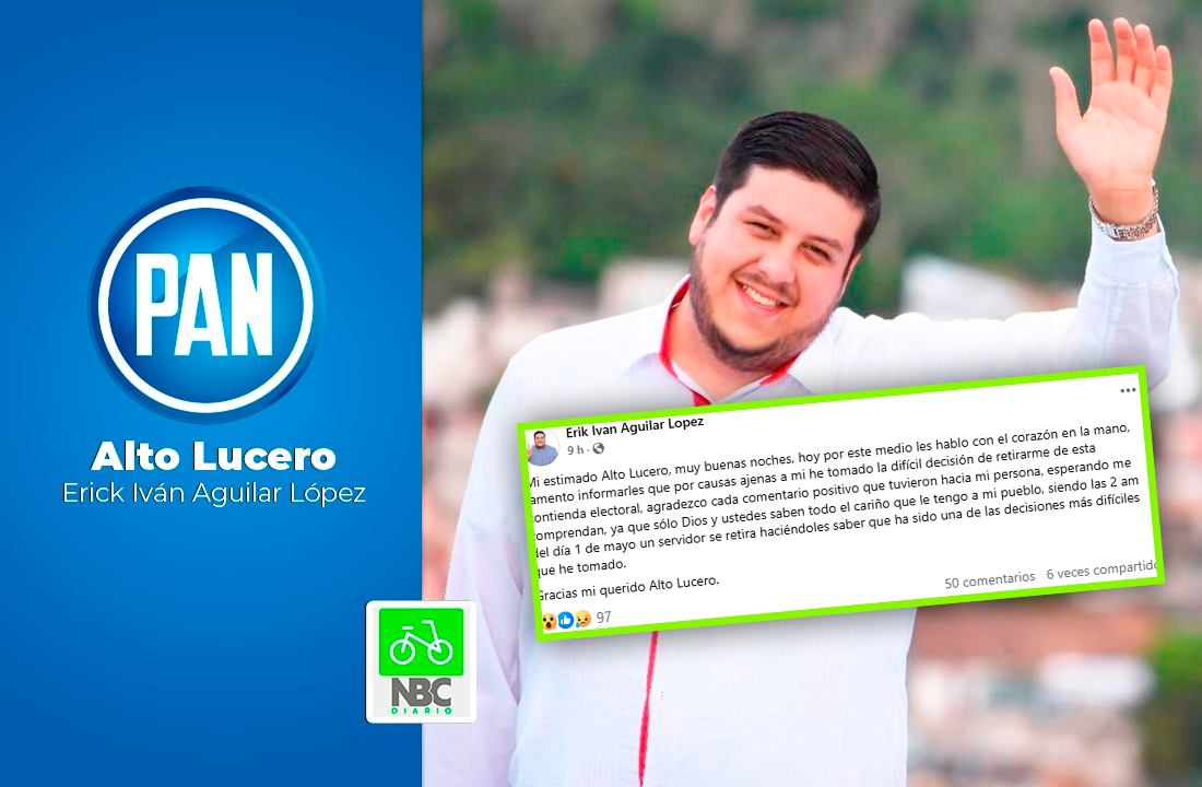 Erik Iván Aguilar López se retira de la contienda por la alcaldía de Alto Lucero