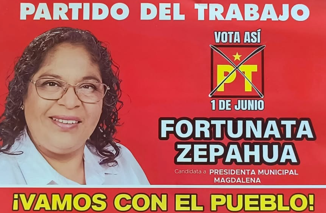 Fortunata Zepahua candidata del PT en el municipio de Magdalena, Veracruz.