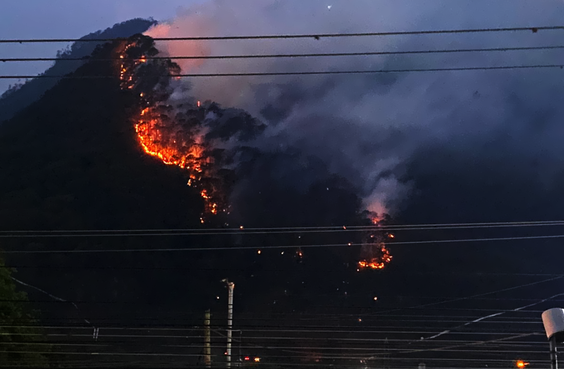 Incendio forestal en el cerro San Cristóbal, ubicado en los límites de Huiloapan y Río Blanco.