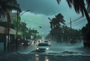 Ciudad inundada por las lluvias