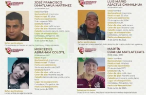 Fichas de cuatro personas desaparecidas en el municipio de Zongolica, Veracruz