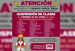 Suspenden clases en municipios de Veracruz por "Erick"