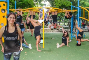 Pole fitness se exhibió con fuerza y elegancia en el Parque Zaragoza de Veracruz.