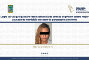 Fiscalía de Puebla obtiene sentencia firme de 20 años contra mujer por homicidio de su hija de 1 año en Santa Clara Ocoyucan.